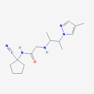 molecular formula C16H25N5O B2553456 N-(1-cyanocyclopentyl)-2-{[3-(4-methyl-1H-pyrazol-1-yl)butan-2-yl]amino}acetamide CAS No. 1333793-49-9
