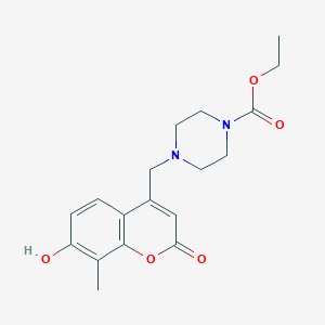 molecular formula C18H22N2O5 B2553457 4-[(7-羟基-8-甲基-2-氧代色满-4-基)甲基]哌嗪-1-羧酸乙酯 CAS No. 859128-46-4