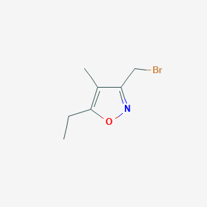 molecular formula C7H10BrNO B2553459 3-(Bromomethyl)-5-ethyl-4-methyl-1,2-oxazole CAS No. 1517335-02-2