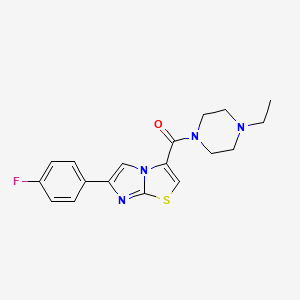 molecular formula C18H19FN4OS B2553462 (4-乙基哌嗪-1-基)(6-(4-氟苯基)咪唑[2,1-b]噻唑-3-基)甲酮 CAS No. 1049364-25-1