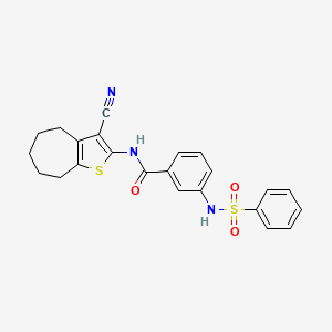 molecular formula C23H21N3O3S2 B2553472 3-苯磺酰胺基-N-{3-氰基-4H,5H,6H,7H,8H-环庚并[b]噻吩-2-基}苯甲酰胺 CAS No. 898466-16-5