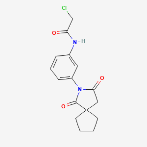 molecular formula C16H17ClN2O3 B2553474 2-Chloro-N-[3-(1,3-dioxo-2-azaspiro[4.4]nonan-2-yl)phenyl]acetamide CAS No. 2411272-40-5