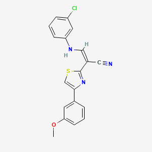 molecular formula C19H14ClN3OS B2553475 (Z)-3-((3-chlorophenyl)amino)-2-(4-(3-methoxyphenyl)thiazol-2-yl)acrylonitrile CAS No. 476676-35-4