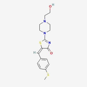 molecular formula C17H21N3O2S2 B2553477 (5E)-2-[4-(2-hydroxyethyl)piperazin-1-yl]-5-{[4-(methylsulfanyl)phenyl]methylidene}-4,5-dihydro-1,3-thiazol-4-one CAS No. 866149-76-0