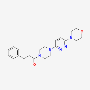 molecular formula C21H27N5O2 B2553488 1-(4-(6-吗啉并吡啶嗪-3-基)哌嗪-1-基)-3-苯基丙烷-1-酮 CAS No. 898437-73-5