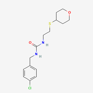 molecular formula C15H21ClN2O2S B2553489 1-(4-chlorobenzyl)-3-(2-((tetrahydro-2H-pyran-4-yl)thio)ethyl)urea CAS No. 1787879-53-1