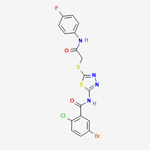 molecular formula C17H11BrClFN4O2S2 B2553494 5-bromo-2-chloro-N-(5-((2-((4-fluorophenyl)amino)-2-oxoethyl)thio)-1,3,4-thiadiazol-2-yl)benzamide CAS No. 391874-48-9