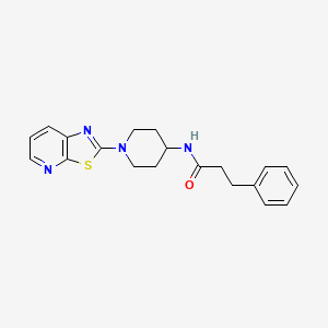 molecular formula C20H22N4OS B2553503 3-phenyl-N-(1-(thiazolo[5,4-b]pyridin-2-yl)piperidin-4-yl)propanamide CAS No. 2034346-88-6
