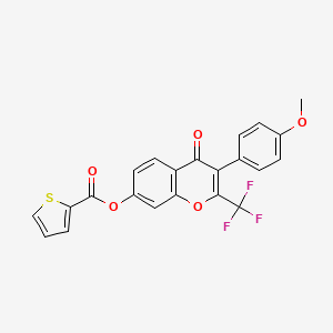 3-(4-methoxyphenyl)-4-oxo-2-(trifluoromethyl)-4H-chromen-7-yl thiophene-2-carboxylate
