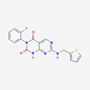 molecular formula C17H12FN5O2S B2553518 3-(2-氟苯基)-7-[(2-噻吩甲基)氨基]嘧啶并[4,5-d]嘧啶-2,4(1H,3H)-二酮 CAS No. 1421452-47-2