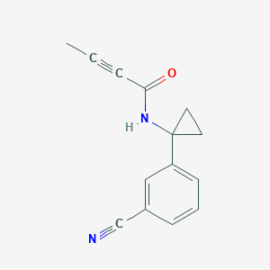 molecular formula C14H12N2O B2553519 N-[1-(3-Cyanophenyl)cyclopropyl]but-2-ynamide CAS No. 2411224-47-8