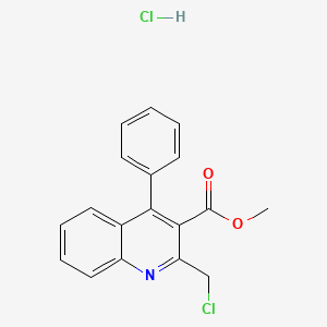 molecular formula C18H15Cl2NO2 B2553524 Methyl 2-(chloromethyl)-4-phenylquinoline-3-carboxylate hydrochloride CAS No. 1052542-93-4