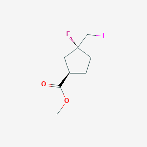 molecular formula C8H12FIO2 B2553527 Methyl (1R,3R)-3-fluoro-3-(iodomethyl)cyclopentane-1-carboxylate CAS No. 2375250-70-5
