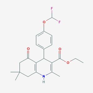 molecular formula C22H25F2NO4 B255356 Ethyl 4-[4-(difluoromethoxy)phenyl]-2,7,7-trimethyl-5-oxo-1,4,5,6,7,8-hexahydroquinoline-3-carboxylate 