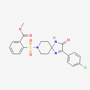 Methyl 2-((2-(4-chlorophenyl)-3-oxo-1,4,8-triazaspiro[4.5]dec-1-en-8-yl)sulfonyl)benzoate