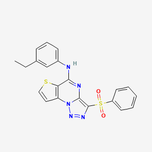 molecular formula C21H17N5O2S2 B2553584 N-(3-乙基苯基)-3-(苯磺酰基)噻吩并[2,3-e][1,2,3]三唑并[1,5-a]嘧啶-5-胺 CAS No. 892731-29-2