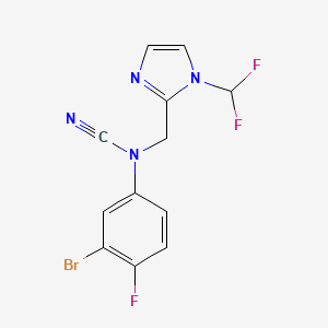 molecular formula C12H8BrF3N4 B2553599 3-bromo-N-cyano-N-{[1-(difluoromethyl)-1H-imidazol-2-yl]methyl}-4-fluoroaniline CAS No. 1423516-38-4
