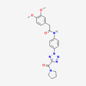 molecular formula C22H24N6O4 B2553600 2-(3,4-dimethoxyphenyl)-N-(4-(5-(pyrrolidine-1-carbonyl)-2H-tetrazol-2-yl)phenyl)acetamide CAS No. 1396681-03-0