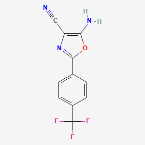 molecular formula C11H6F3N3O B2553608 5-Amino-2-(4-(trifluoromethyl)phenyl)oxazole-4-carbonitrile CAS No. 260973-63-5