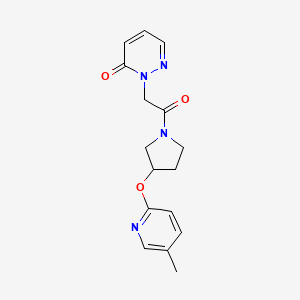 molecular formula C16H18N4O3 B2553617 2-(2-(3-((5-甲基吡啶-2-基)氧基)吡咯烷-1-基)-2-氧代乙基)吡哒嗪-3(2H)-酮 CAS No. 1903870-11-0