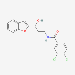 molecular formula C18H15Cl2NO3 B2553618 N-(3-(benzofuran-2-yl)-3-hydroxypropyl)-3,4-dichlorobenzamide CAS No. 1448047-85-5