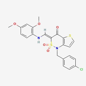 molecular formula C22H19ClN2O5S2 B2553638 (3Z)-1-(4-chlorobenzyl)-3-{[(2,4-dimethoxyphenyl)amino]methylene}-1H-thieno[3,2-c][1,2]thiazin-4(3H)-one 2,2-dioxide CAS No. 894678-16-1