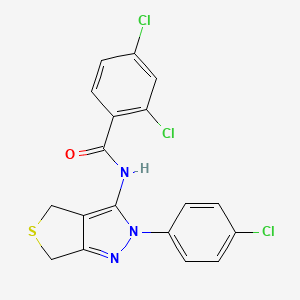 molecular formula C18H12Cl3N3OS B2553647 2,4-dichloro-N-(2-(4-chlorophenyl)-4,6-dihydro-2H-thieno[3,4-c]pyrazol-3-yl)benzamide CAS No. 392253-77-9