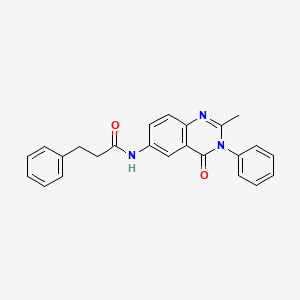 molecular formula C24H21N3O2 B2553648 N-(2-methyl-4-oxo-3-phenyl-3,4-dihydroquinazolin-6-yl)-3-phenylpropanamide CAS No. 1105236-09-6
