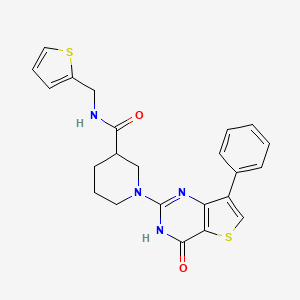 molecular formula C23H22N4O2S2 B2553654 1-(4-氧代-7-苯基-3,4-二氢噻吩并[3,2-d]嘧啶-2-基)-N-(2-噻吩基甲基)-3-哌啶甲酰胺 CAS No. 1251548-54-5
