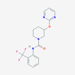 molecular formula C17H17F3N4O2 B2553655 3-(嘧啶-2-氧基)-N-(2-(三氟甲基)苯基)哌啶-1-甲酰胺 CAS No. 2034325-68-1