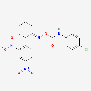 molecular formula C19H17ClN4O6 B2553660 1-[2-({[(4-氯苯胺)羰基]氧代}亚氨基)环己基]-2,4-二硝基苯 CAS No. 478046-68-3