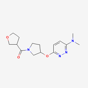 B2553679 (3-((6-(Dimethylamino)pyridazin-3-yl)oxy)pyrrolidin-1-yl)(tetrahydrofuran-3-yl)methanone CAS No. 2034437-32-4