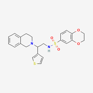 B2553683 N-(2-(3,4-dihydroisoquinolin-2(1H)-yl)-2-(thiophen-3-yl)ethyl)-2,3-dihydrobenzo[b][1,4]dioxine-6-sulfonamide CAS No. 954600-21-6