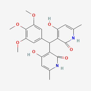 molecular formula C22H24N2O7 B2553689 3,3'-((3,4,5-三甲氧基苯基)亚甲基)双(4-羟基-6-甲基吡啶-2(1H)-酮) CAS No. 883083-91-8