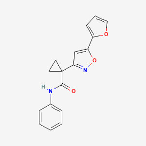 molecular formula C17H14N2O3 B2553697 1-(5-(furan-2-yl)isoxazol-3-yl)-N-phenylcyclopropanecarboxamide CAS No. 1334375-31-3