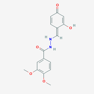 N'-[(E)-(2-hydroxy-4-oxocyclohexa-2,5-dien-1-ylidene)methyl]-3,4-dimethoxybenzohydrazide