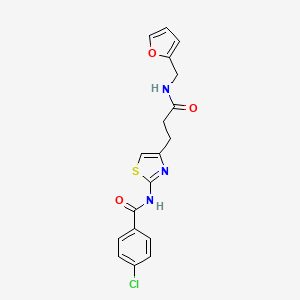 molecular formula C18H16ClN3O3S B2553717 4-chloro-N-(4-(3-((furan-2-ylmethyl)amino)-3-oxopropyl)thiazol-2-yl)benzamide CAS No. 1021227-73-5