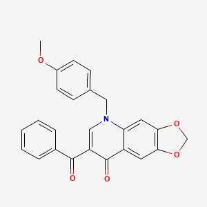 molecular formula C25H19NO5 B2553718 8-oxo-5-(4-metoxibencil)-7-benzoil-[1,3]dioxolo[4,5-g]quinolin-8(5H)-ona CAS No. 902625-08-5