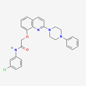molecular formula C27H25ClN4O2 B2553726 N-(3-chlorophenyl)-2-((2-(4-phenylpiperazin-1-yl)quinolin-8-yl)oxy)acetamide CAS No. 941910-01-6