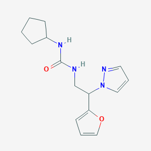 molecular formula C15H20N4O2 B2553728 1-cyclopentyl-3-(2-(furan-2-yl)-2-(1H-pyrazol-1-yl)ethyl)urea CAS No. 2034255-69-9