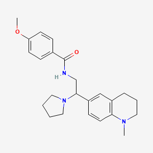 molecular formula C24H31N3O2 B2553732 4-methoxy-N-(2-(1-methyl-1,2,3,4-tetrahydroquinolin-6-yl)-2-(pyrrolidin-1-yl)ethyl)benzamide CAS No. 922033-29-2