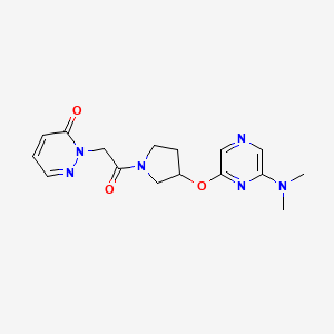 molecular formula C16H20N6O3 B2553743 2-(2-(3-((6-(二甲氨基)吡嗪-2-基)氧代)吡咯烷-1-基)-2-氧代乙基)吡啶-3(2H)-酮 CAS No. 2034318-75-5