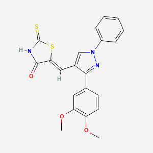 (5Z)-5-[[3-(3,4-dimethoxyphenyl)-1-phenylpyrazol-4-yl]methylidene]-2-sulfanylidene-1,3-thiazolidin-4-one