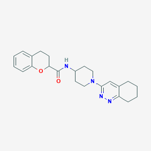 molecular formula C23H28N4O2 B2553763 N-(1-(5,6,7,8-tetrahydrocinnolin-3-yl)piperidin-4-yl)chroman-2-carboxamide CAS No. 2034517-59-2
