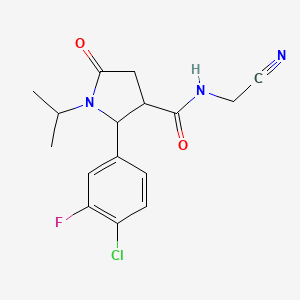 molecular formula C16H17ClFN3O2 B2553766 2-(4-chloro-3-fluorophenyl)-N-(cyanomethyl)-5-oxo-1-(propan-2-yl)pyrrolidine-3-carboxamide CAS No. 1797090-63-1