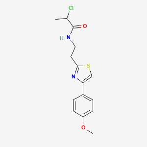 molecular formula C15H17ClN2O2S B2553767 2-Chloro-N-[2-[4-(4-methoxyphenyl)-1,3-thiazol-2-yl]ethyl]propanamide CAS No. 2411269-53-7