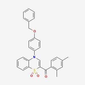 molecular formula C30H25NO4S B2553771 {4-[4-(benzyloxy)phenyl]-1,1-dioxido-4H-1,4-benzothiazin-2-yl}(2,4-dimethylphenyl)methanone CAS No. 1114852-56-0