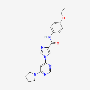 molecular formula C20H22N6O2 B2553772 N~4~-(4-ethoxyphenyl)-1-[6-(1-pyrrolidinyl)-4-pyrimidinyl]-1H-imidazole-4-carboxamide CAS No. 1251707-72-8