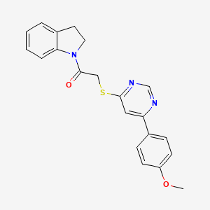 1-(Indolin-1-yl)-2-((6-(4-methoxyphenyl)pyrimidin-4-yl)thio)ethanone