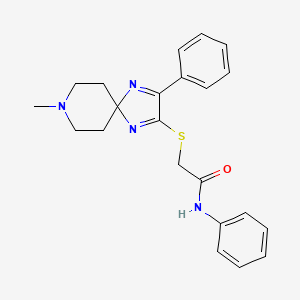 molecular formula C22H24N4OS B2553781 2-({8-METHYL-3-PHENYL-1,4,8-TRIAZASPIRO[4.5]DECA-1,3-DIEN-2-YL}SULFANYL)-N-PHENYLACETAMIDE CAS No. 1189442-52-1